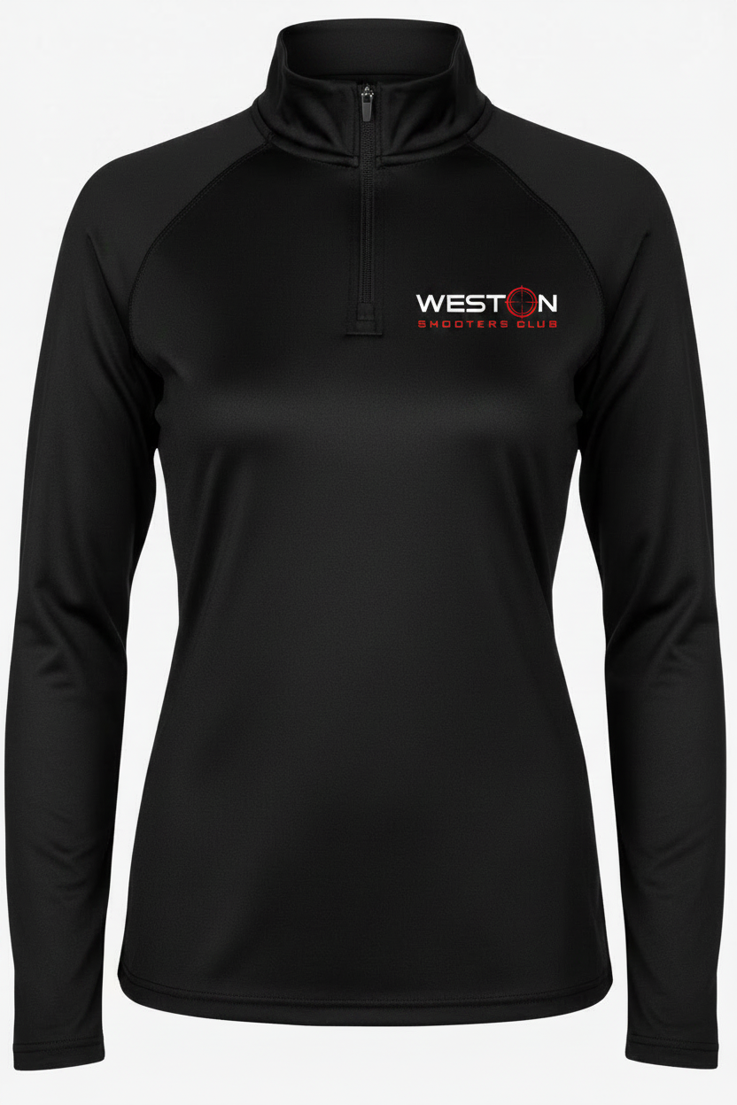 Weston Shooters Club Black 1/4 Zip — White Font